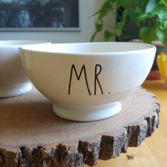 Rae Dunn Mr Mrs Cereal Soup Bowls Set Wedding - Picture 4 of 10